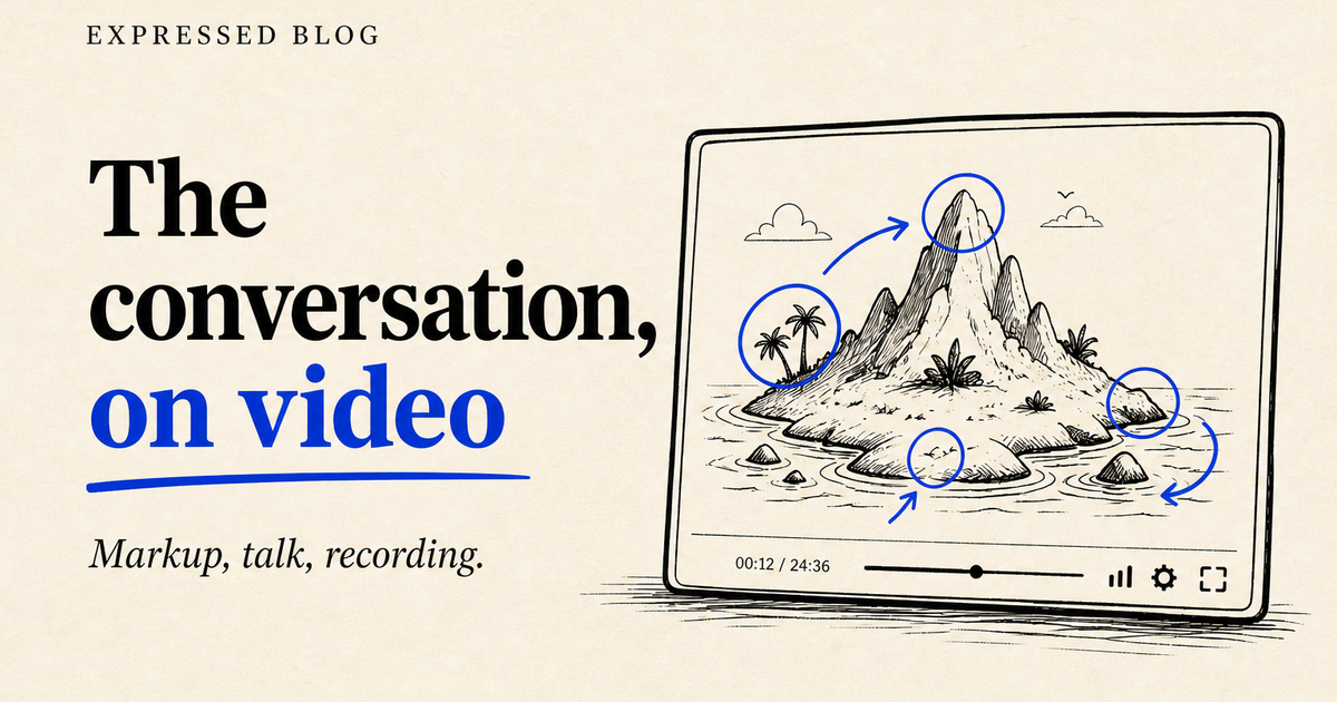 The cover after the edit: play button gone, blue arrow from the headland down toward the rock in the water.